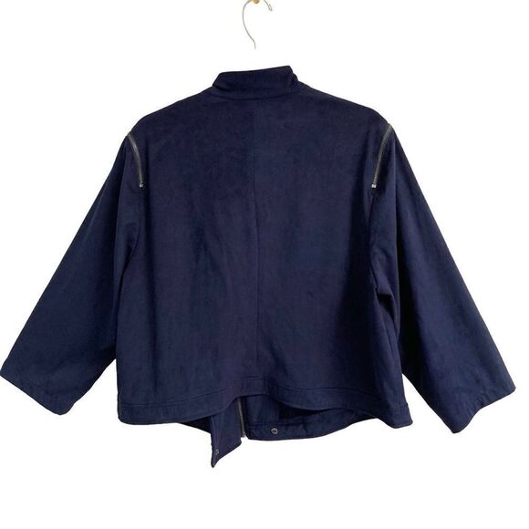 Torrid blue faux suede zippered bomber jacket 3X - Picture 3 of 7